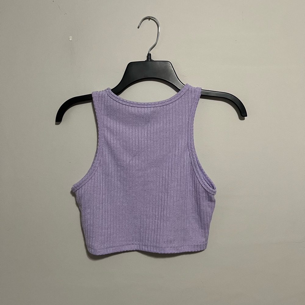 SHEIN Lilac Ribbed Crop Top - Picture 2 of 3